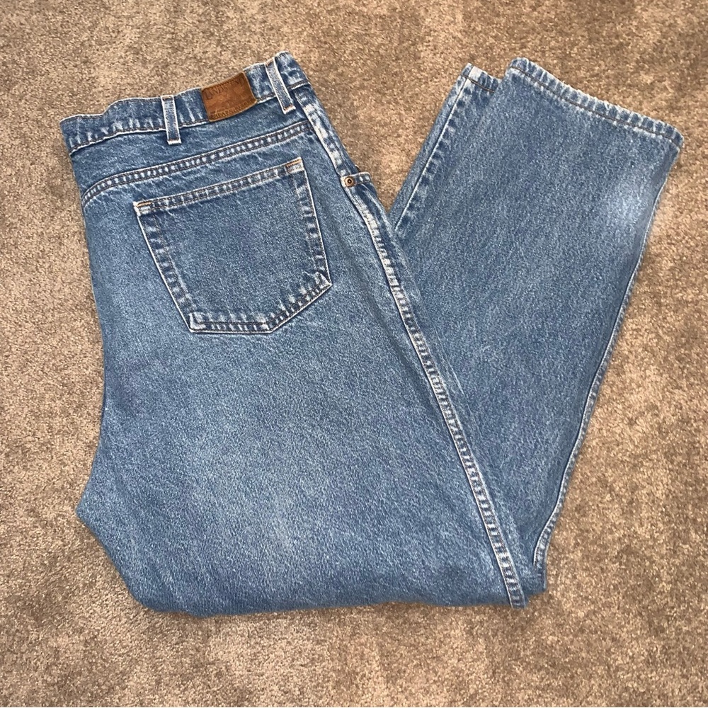 Lands End light wash cotton denim jeans Sz42 straight leg